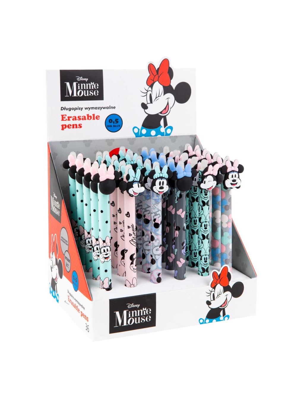 Colorino gumovatelné pero - Minnie Mouse, 36 ks, modrá náplň, displej