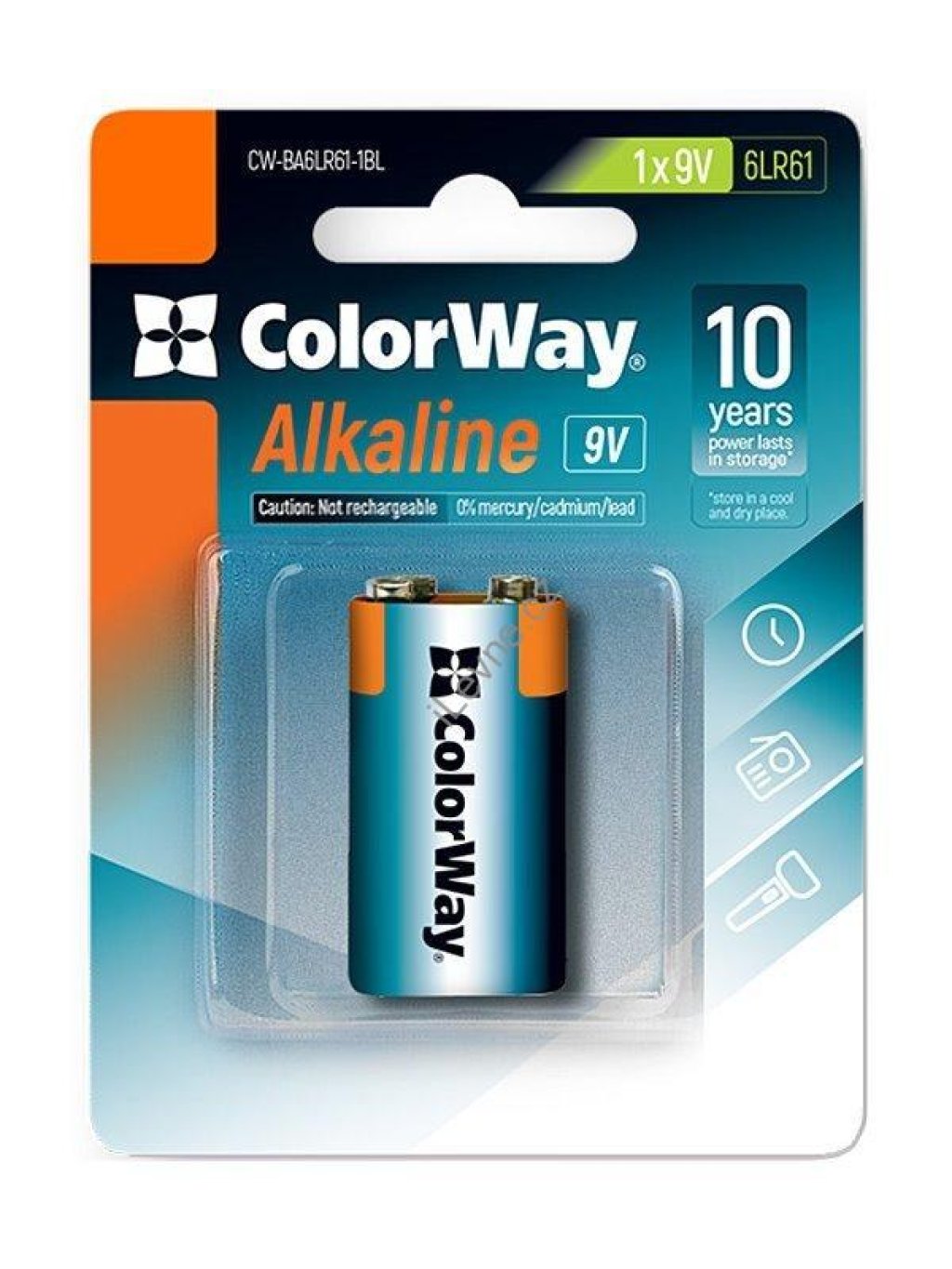 Colorway alkalická baterie 6LR61/ 9V/ 1ks v balení/ Blister