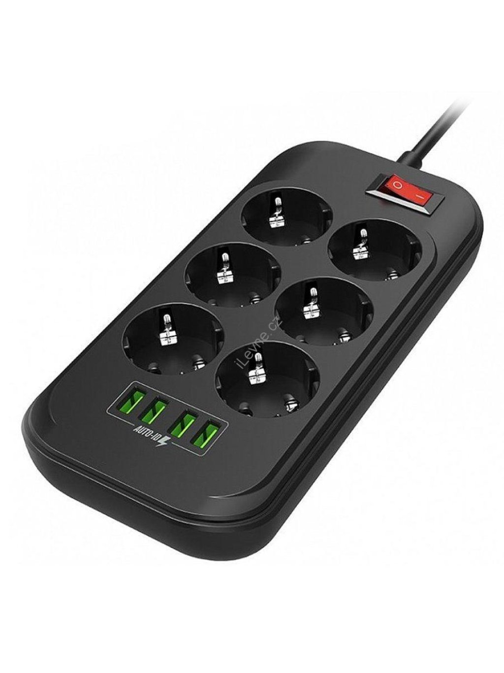 COLORWAY Prodlužovací napájecí přívod/ 6x Schuko/ 4x USB 5V / kabel 2m