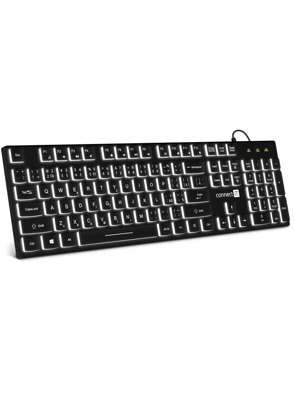 CONNECT IT Chocolate WhiteStar kancelářská podsvícená klávesnice (CZ + SK verze) BLACK