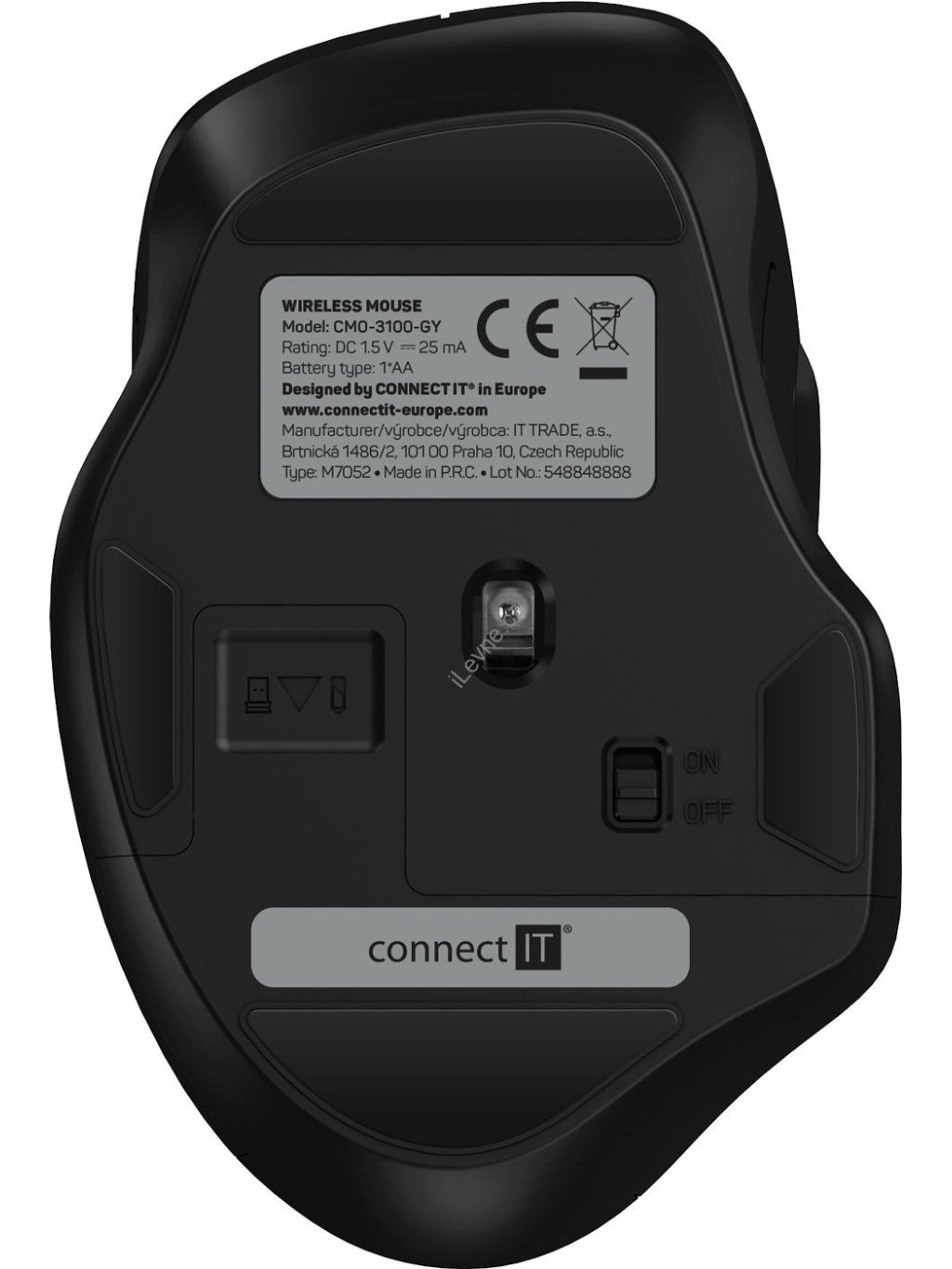 CONNECT IT Dual SmartSwitch bezdrátová myš, USB-A + C (+1x AA baterie zdarma), šedá