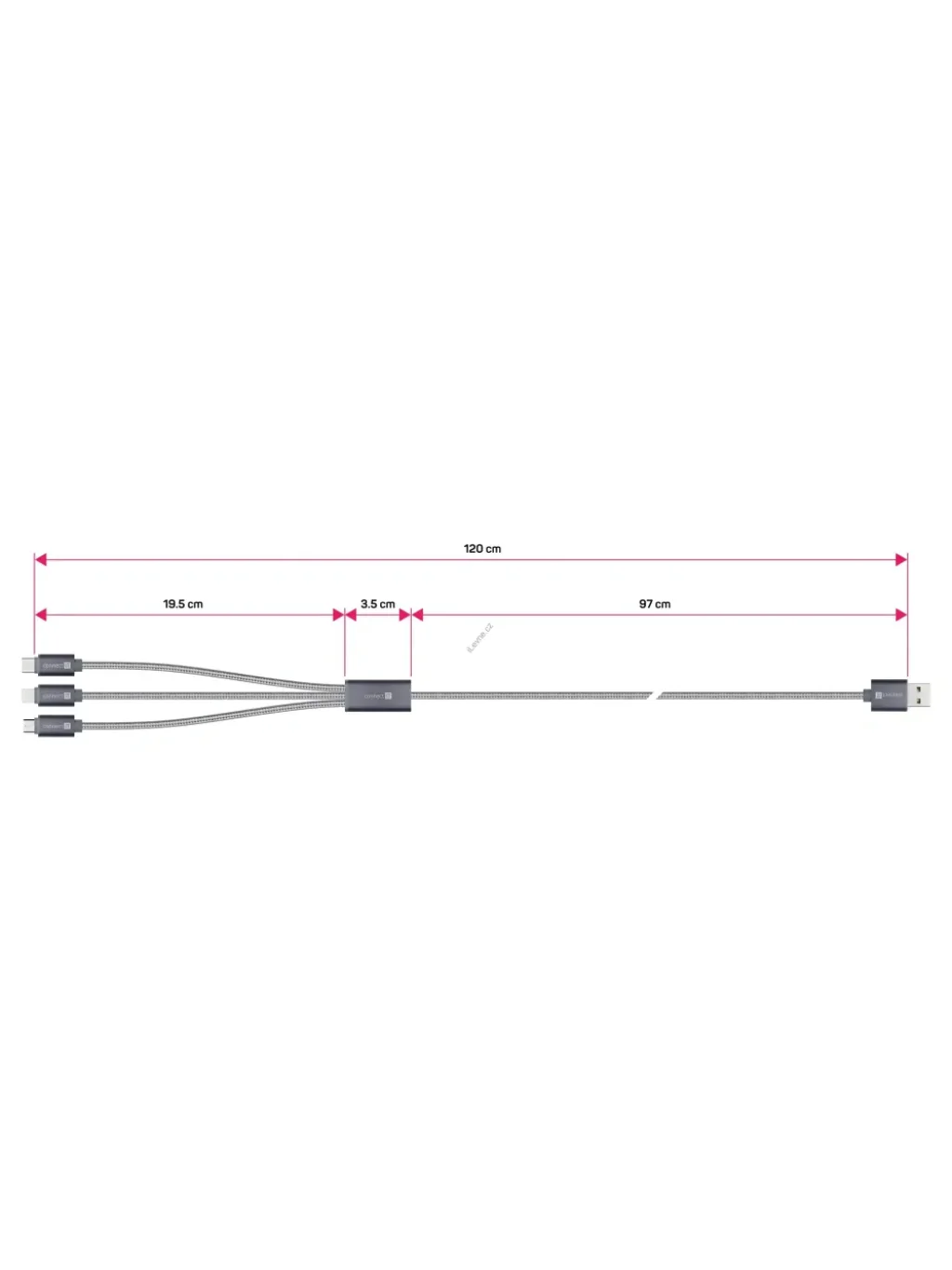 CONNECT IT Wirez 3in1 USB-C & Micro USB & Lightning, silver gray, 1,2 m