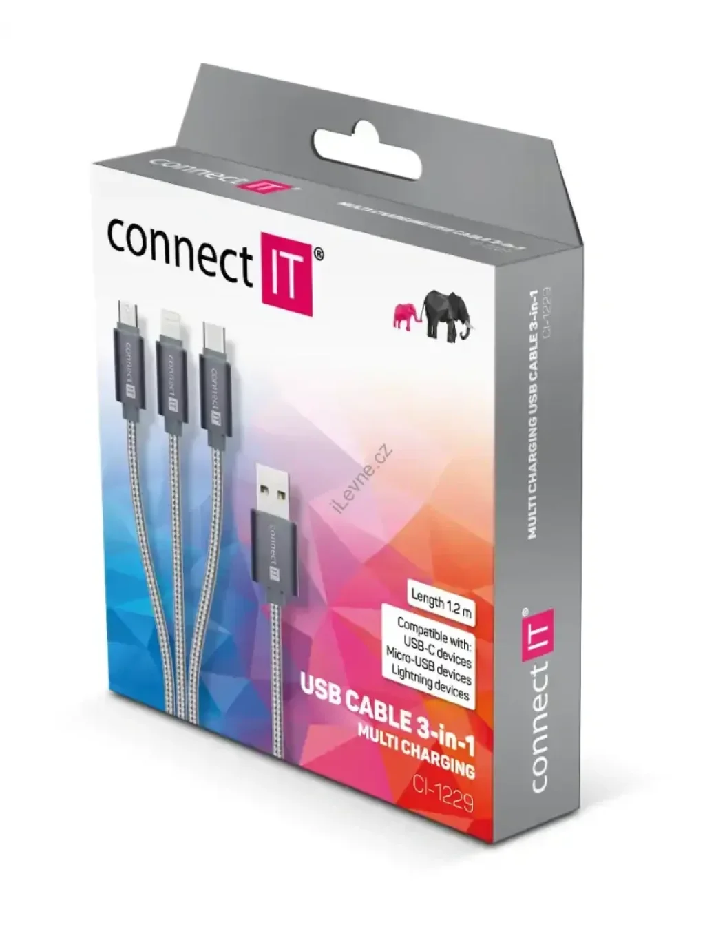 CONNECT IT Wirez 3in1 USB-C & Micro USB & Lightning, silver gray, 1,2 m