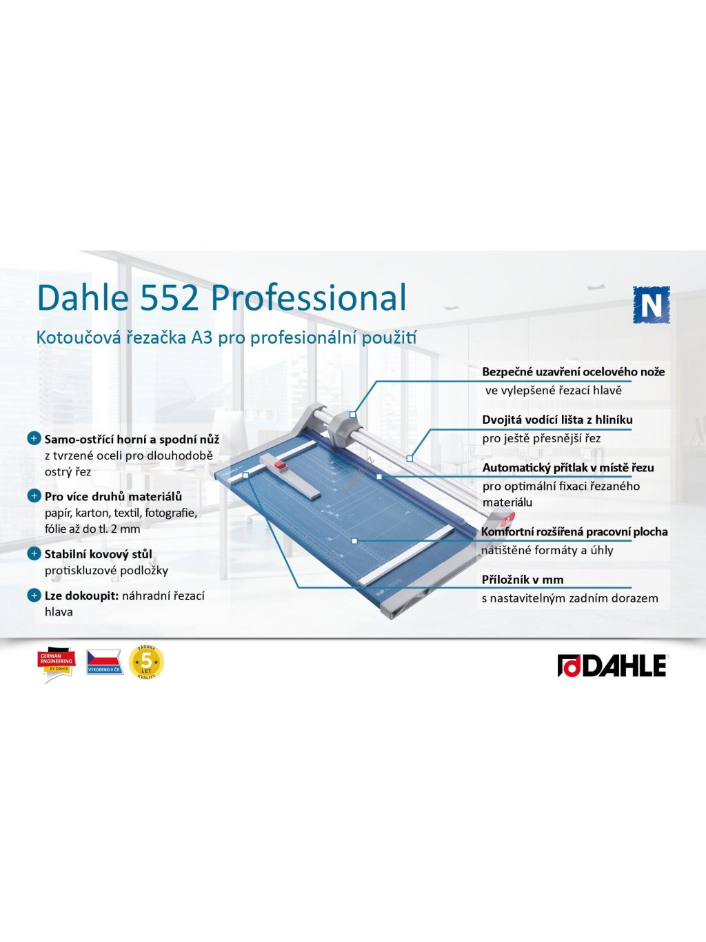 Dahle řezačka kotoučová 552 Professional, 510 mm, 2 mm, A3