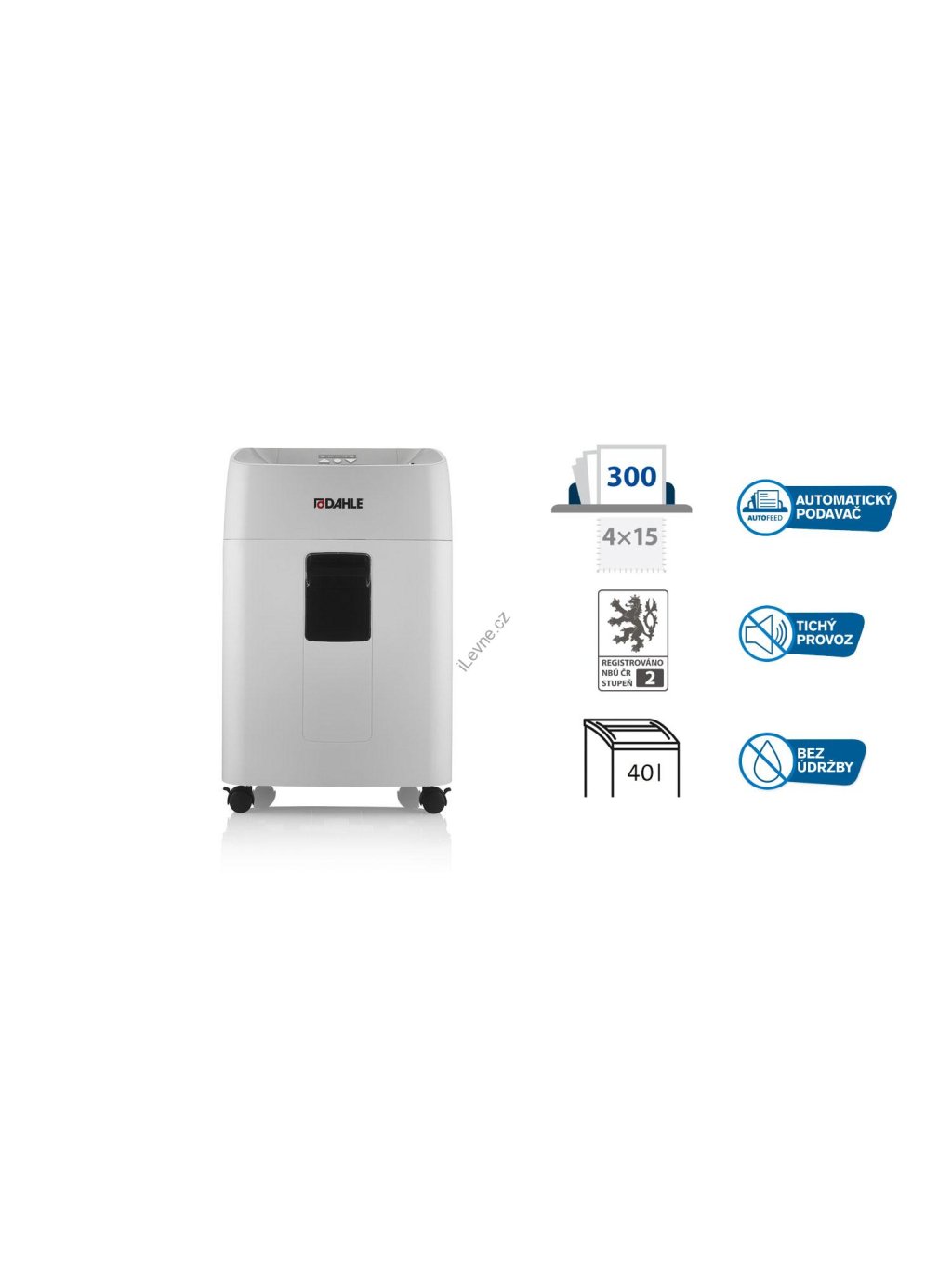 Dahle skartovač ShredMATIC® 300, 14/300 listů, 4 x 15 mm, 40 l
