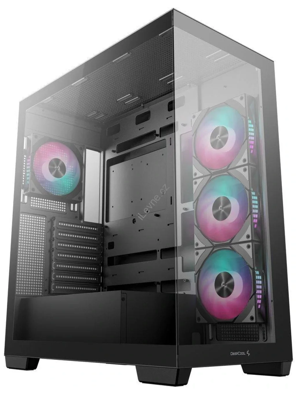 DEEPCOOL skříň CG580 4F / ATX / 4x120mm ARGB fans / 2xUSB 3.0 / panoramatická / tvrzené sklo / černá
