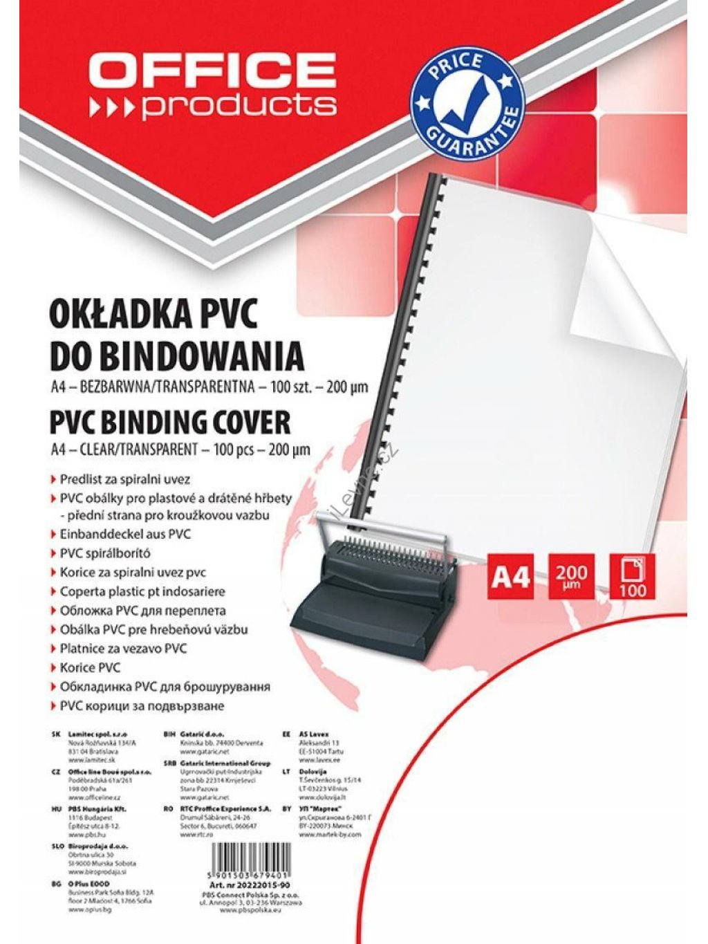 desky přední pro kroužk. vazbu A4 PVC, 200 µm, transparentní - 100 ks