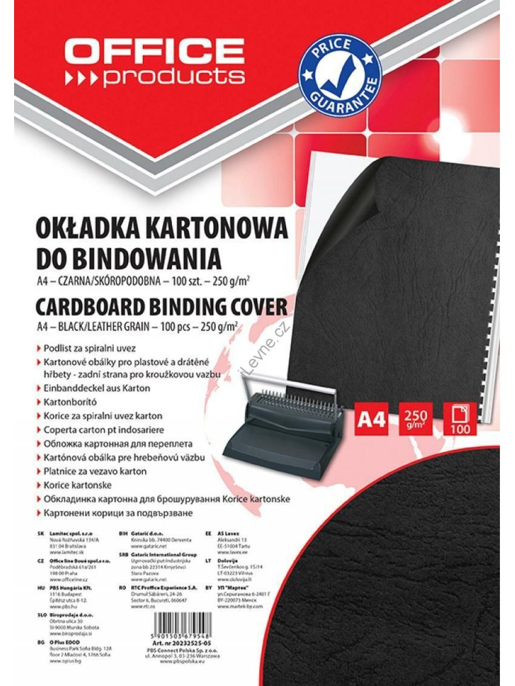 desky zadní pro kroužk. vazbu A4 karton, 250 g, imitace kůže, černé - 100 ks