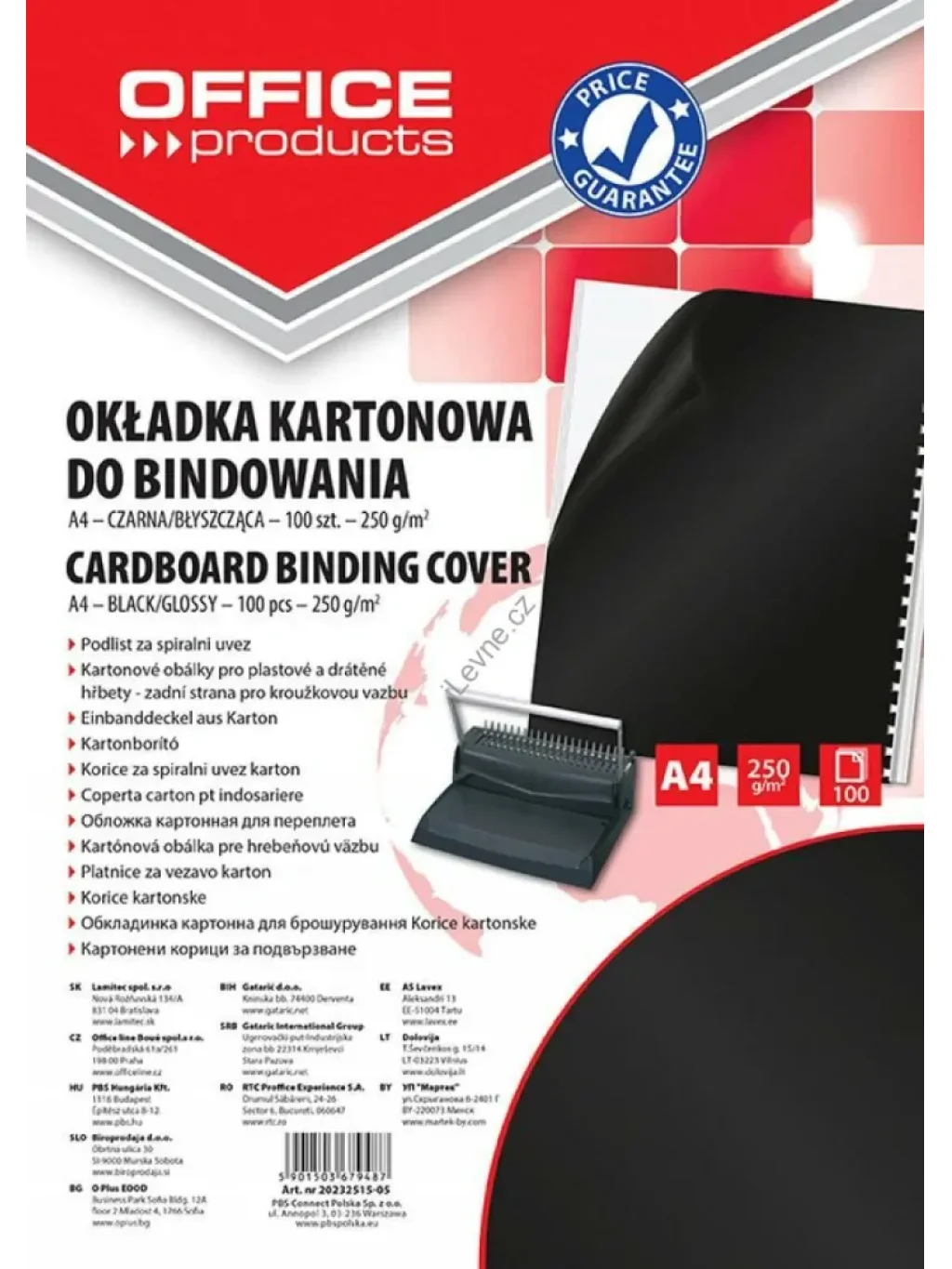 desky zadní pro kroužk. vazbu, A4, karton, 250 g, lesklé, černé