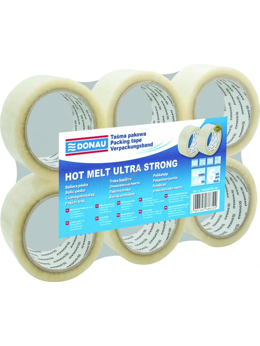 DONAU páska balicí hot melt, 48 mm x 66 m, transparentní