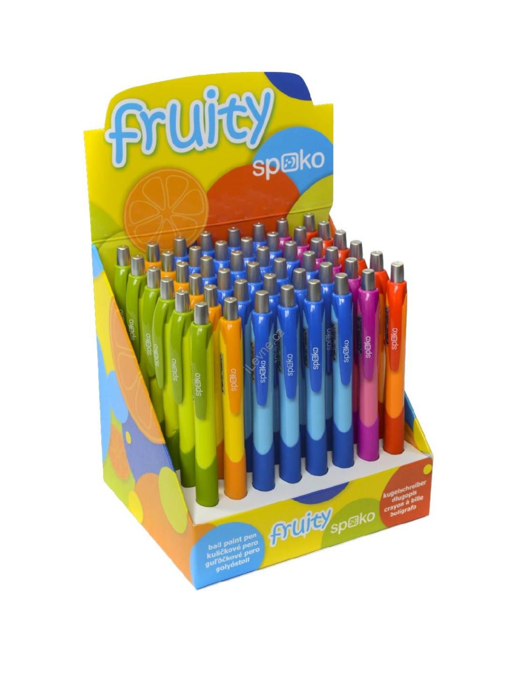 Fruity kuličkové pero, modrá náplň, mix barev