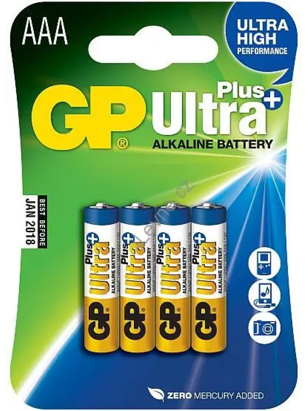 GP alkalická baterie 1,5V AAA (LR03) Ultra Plus 4ks blistr