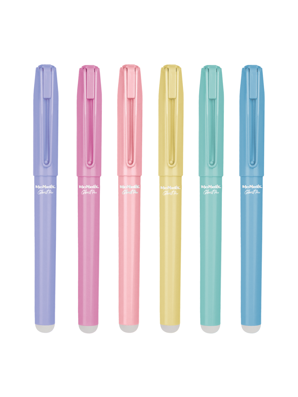 gumovatelné bombičkové pero McNeill - Pastel, 24 ks, modrá náplň, mix pastelových barev