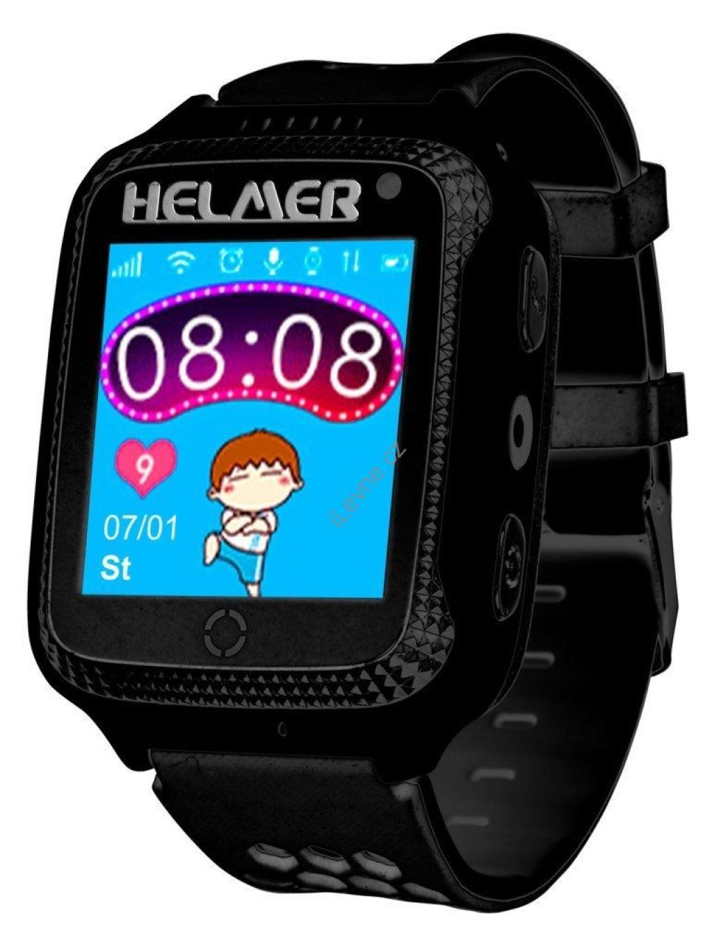 HELMER dětské hodinky LK 707 s GPS lokátorem/ dotykový display/ IP54/ micro SIM/ kompatibilní s Android a iOS/ černé