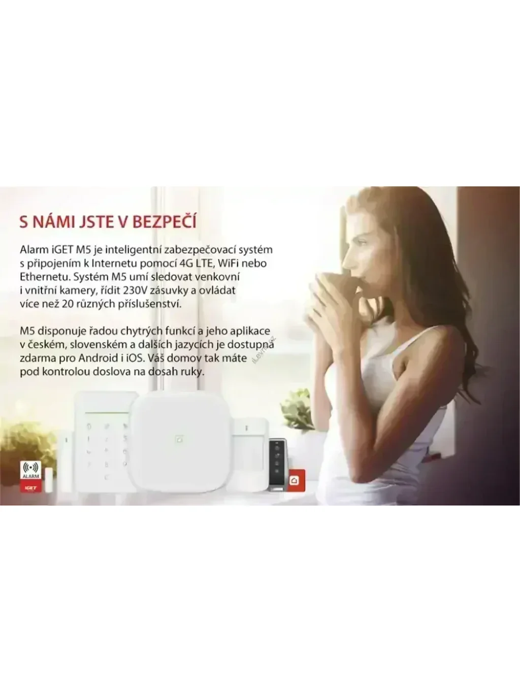 iGET SECURITY M5-4G Premium - Inteligentní 4G/WiFi/LAN alarm, ovládání kamer a zásuvek, Android, iOS
