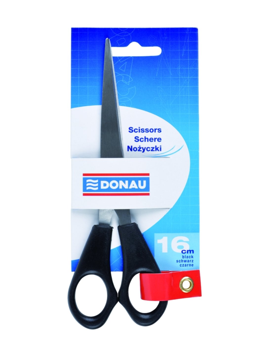 kancelářské nůžky 16 cm, symetrické, ocel, odol.plast, černé