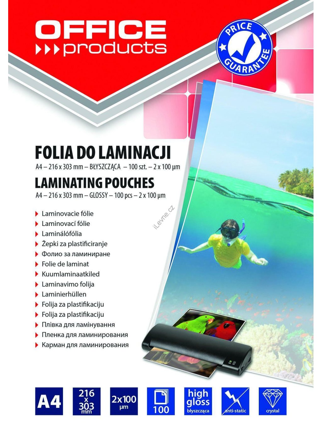 laminovací kapsy A4 2 x 100 µm, lesklé - 100 ks