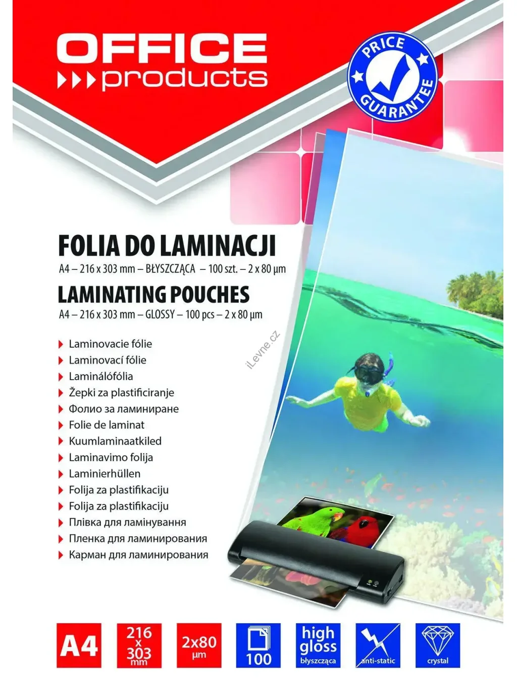 laminovací kapsy, A4, 2 x 80 µm, lesklé - 100 ks
