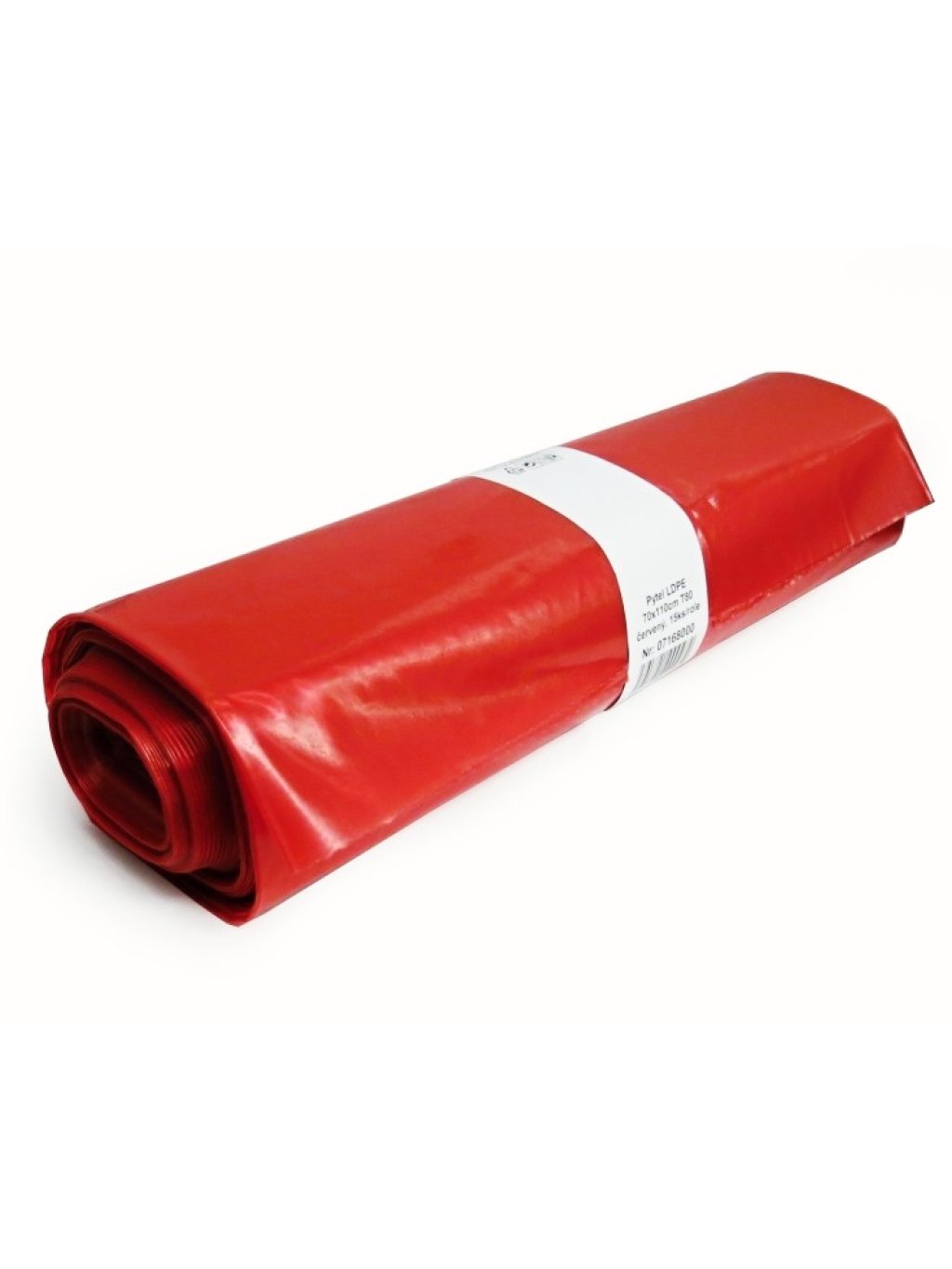 LDPE pytle na odpad rolované 120 l, 70 x 110 cm, 80 µm červené 15 ks/role