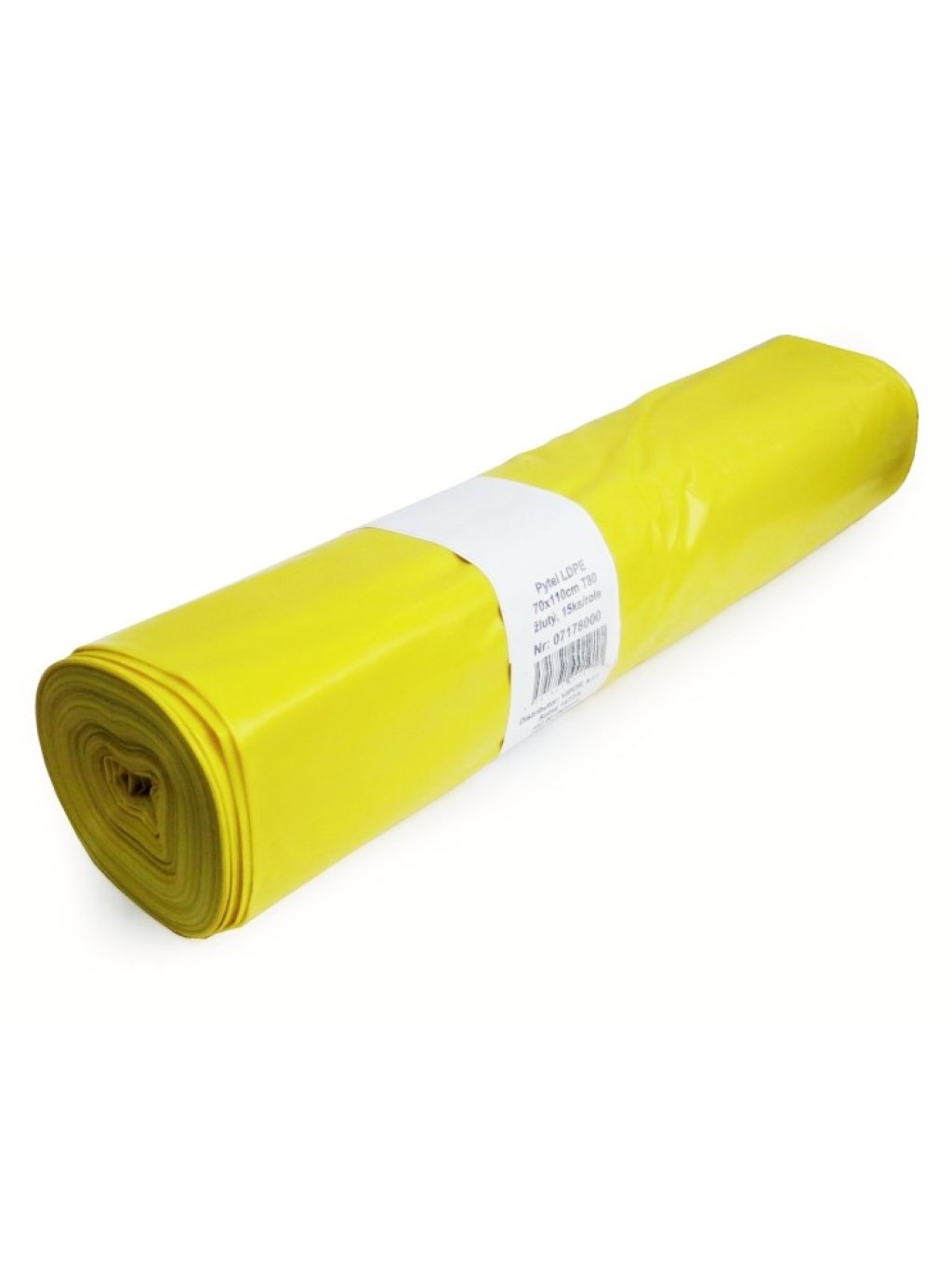 LDPE pytle na odpad rolované 120 l, 70 x 110 cm, 80 µm žluté 15 ks/role