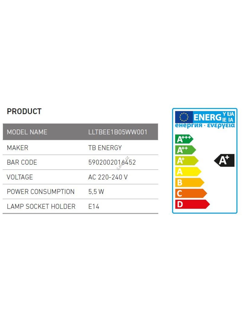 LED žárovka TB Energy E14 230, 5,5W, 450lm