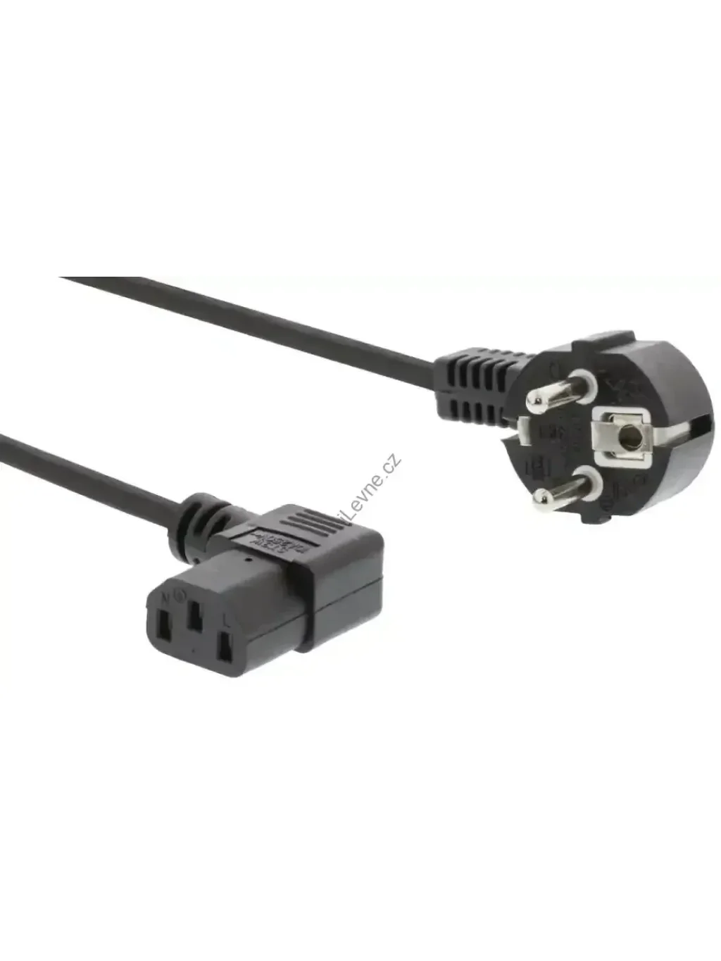 napájecí kabel 230V, přípojný 10A, konektor IEC-320-C13, úhlová zástrčka, 3m