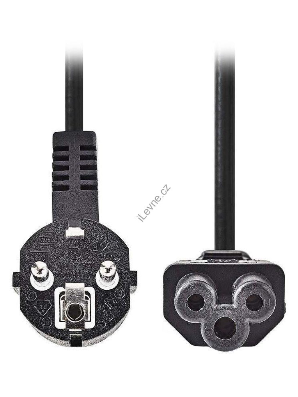 NEDIS napájecí kabel 230V/ přípojný 10A/ konektor IEC-320-C5/ úhlová zástrčka Schuko/ trojlístek/ černý/ 2m