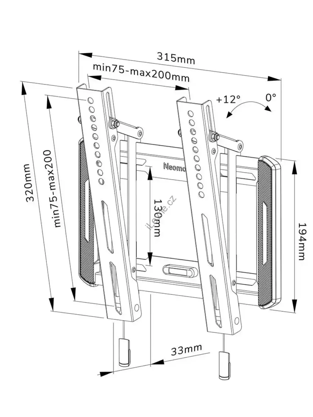 Neomounts WL35-550BL12/Držák displeje/na stěnu/24-55"/sklopný/VESA 200X200/nosn. 45kg/černý