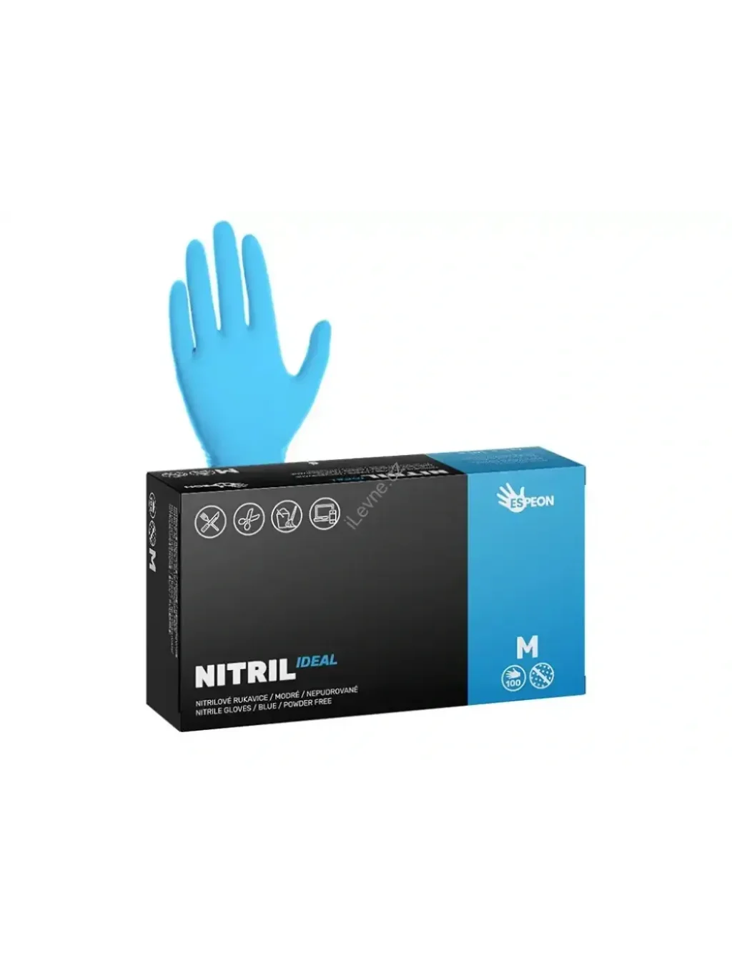 Nitrilové rukavice NITRIL IDEAL 100 ks - nepudrované, vel. M, modré, 3.5 g