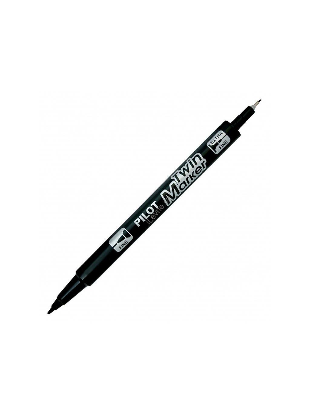 Pilot, permanentní popisovač dvouhrotý, SCA-TM-BG Twin Marker, černý