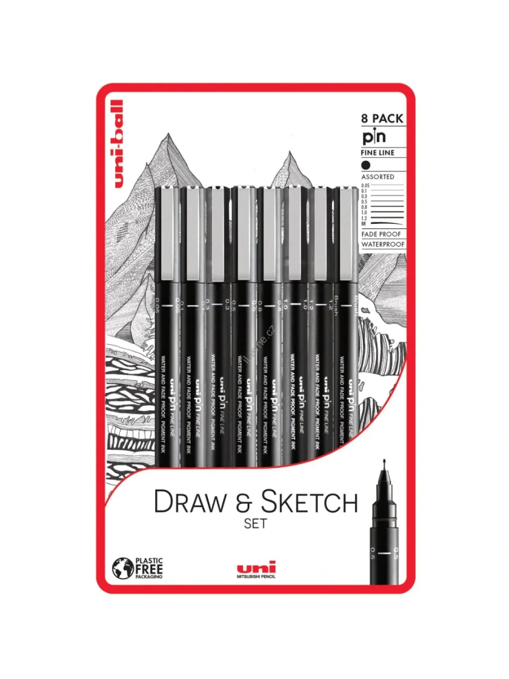 PIN Draw and Sketch sada 8 ks linerů, černý