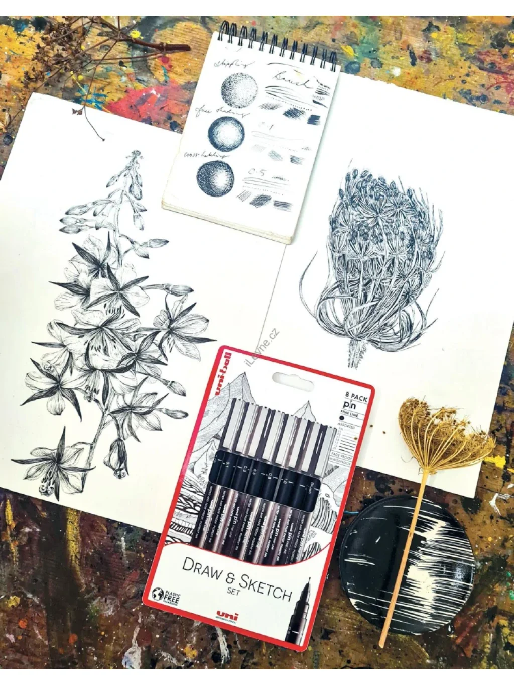 PIN Draw and Sketch sada 8 ks linerů, černý