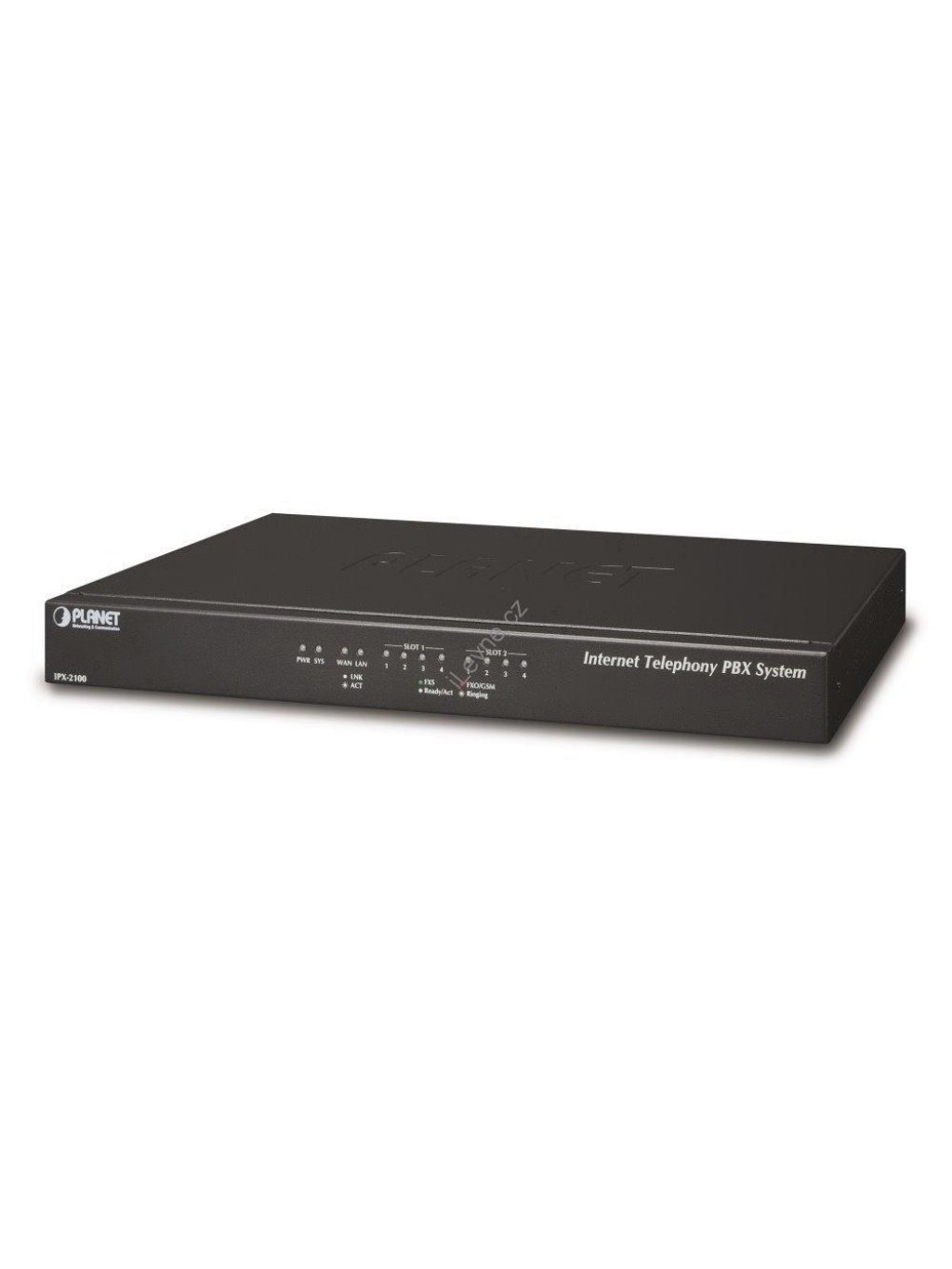 IPX-2100, IP PBX, SIP Proxy, 2x slot pro moduly, IVR, 100/30 uživatelů, DID, BLF, FAX, Skype-SIP, VPN, CZ