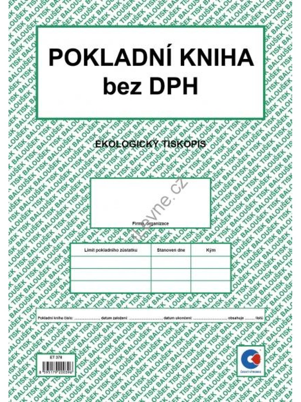 Pokladní kniha bez DPH A4,50 listů