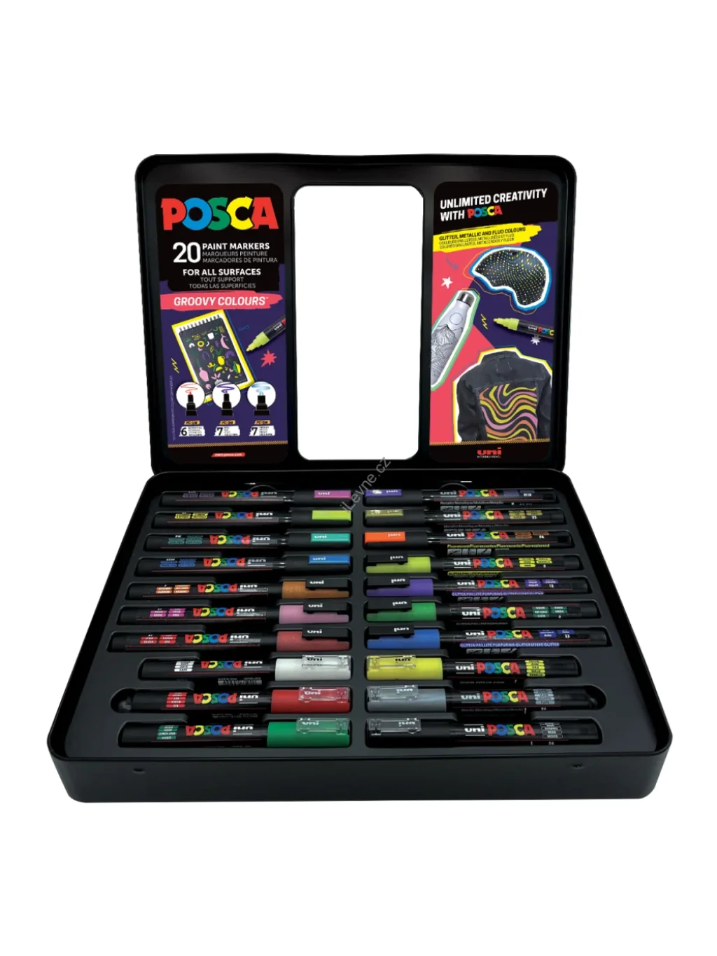 Posca sada popisovačů PC-1M/PC-3M/PC-5M, GROOVY, PC-1M: 6 ks, PC-3M: 7 ks, PC-5M: 7 ks, mix barev (20 ks)