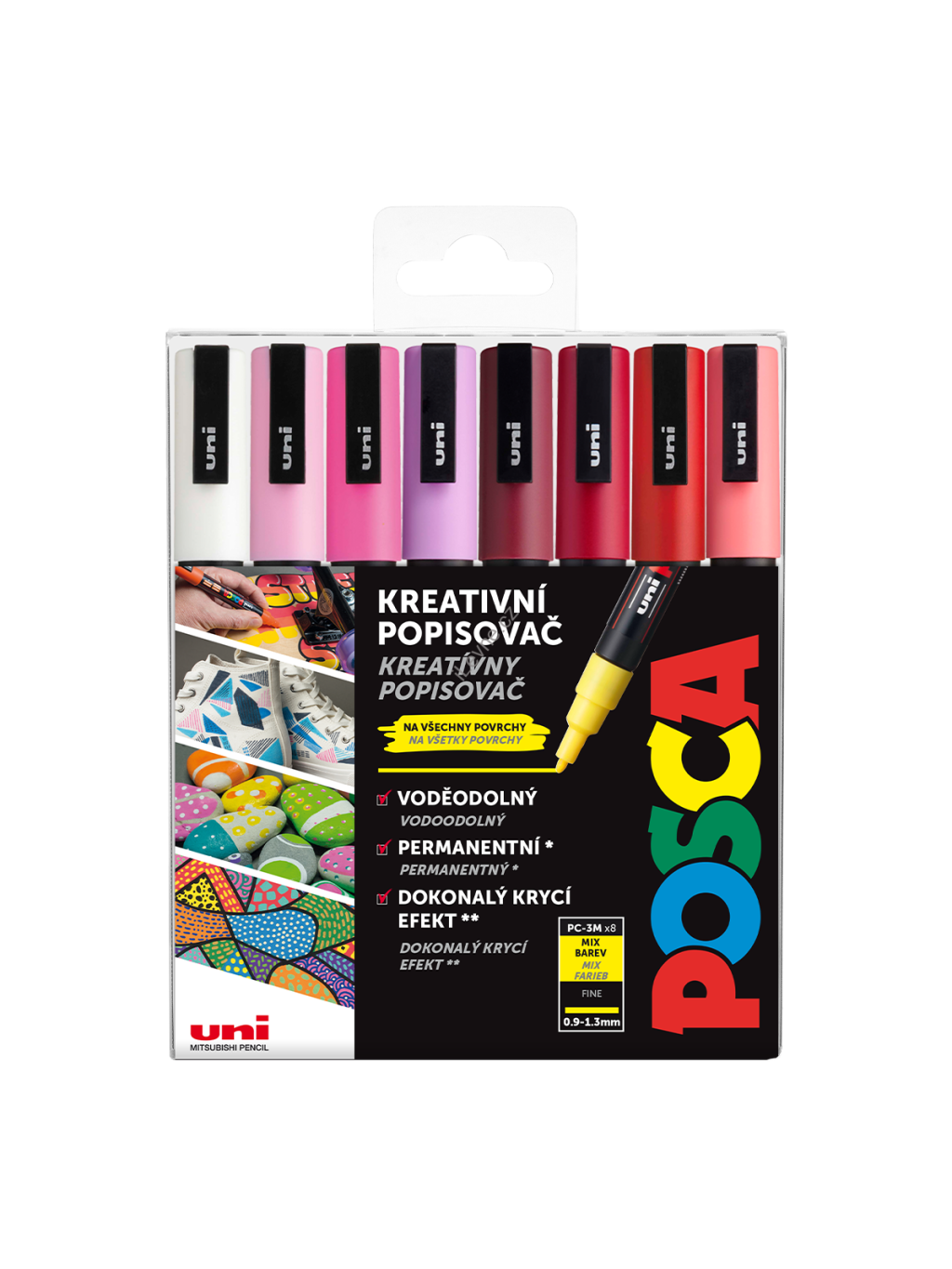 Posca sada popisovačů PC-5M, LOVE, 0,9 - 1,3 mm, mix teplých tónů (8 ks)