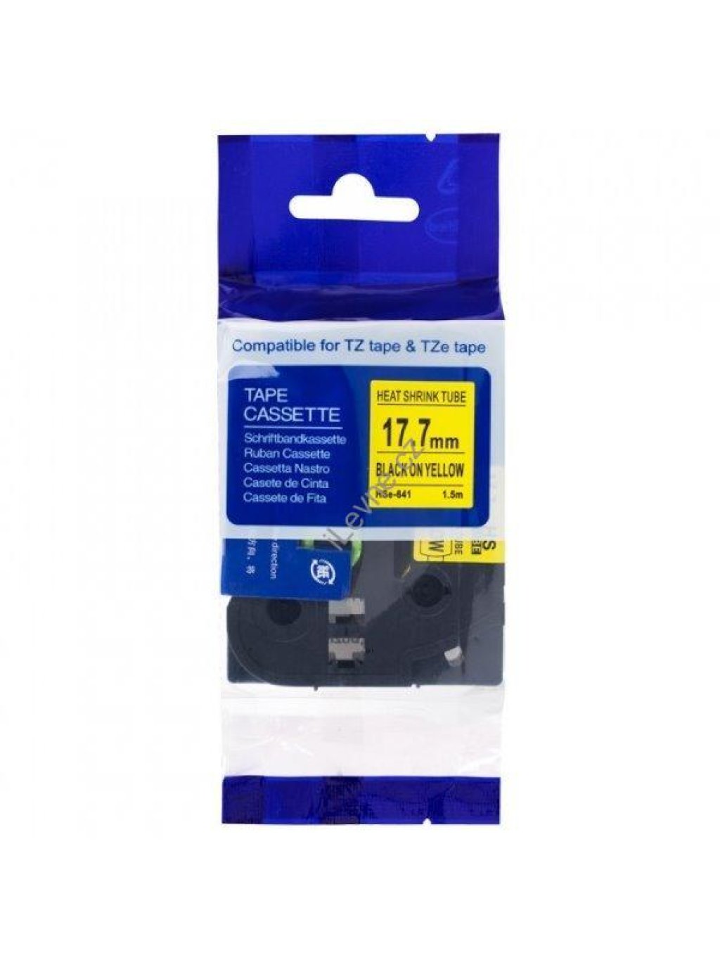 PRINTLINE kompatibilní páska s Brother HSe-641, 18mm, černý tisk/ žlutý podklad, bužírka