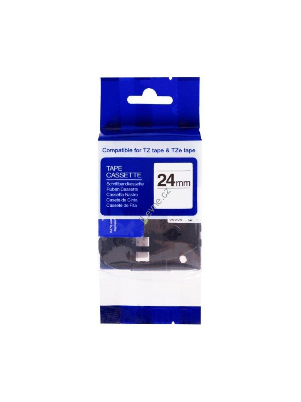 PRINTLINE kompatibilní páska s Brother TZE-253, 24mm, modrý tisk/bílý podklad