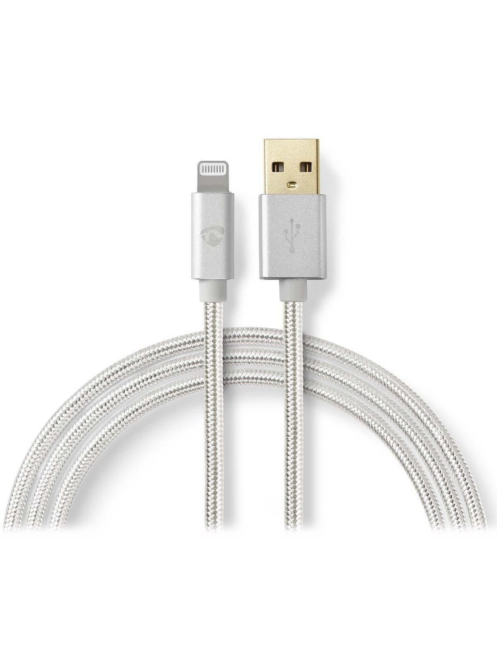 PROFIGOLD Lightning/USB 2.0 kabel/ Apple Lightning 8pinový - USB-A zástrčka/ nylon/ stříbrný/ BOX/ 3m