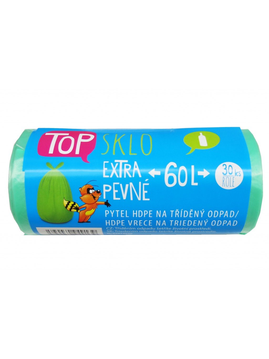 Pytel HDPE na tříděný odpad 60L, 30ks SKLO zelený