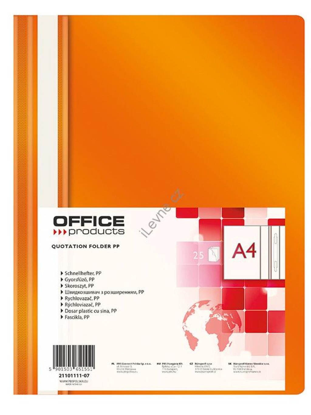 rychlovazač A4 PP, 100/170 μm, oranžový