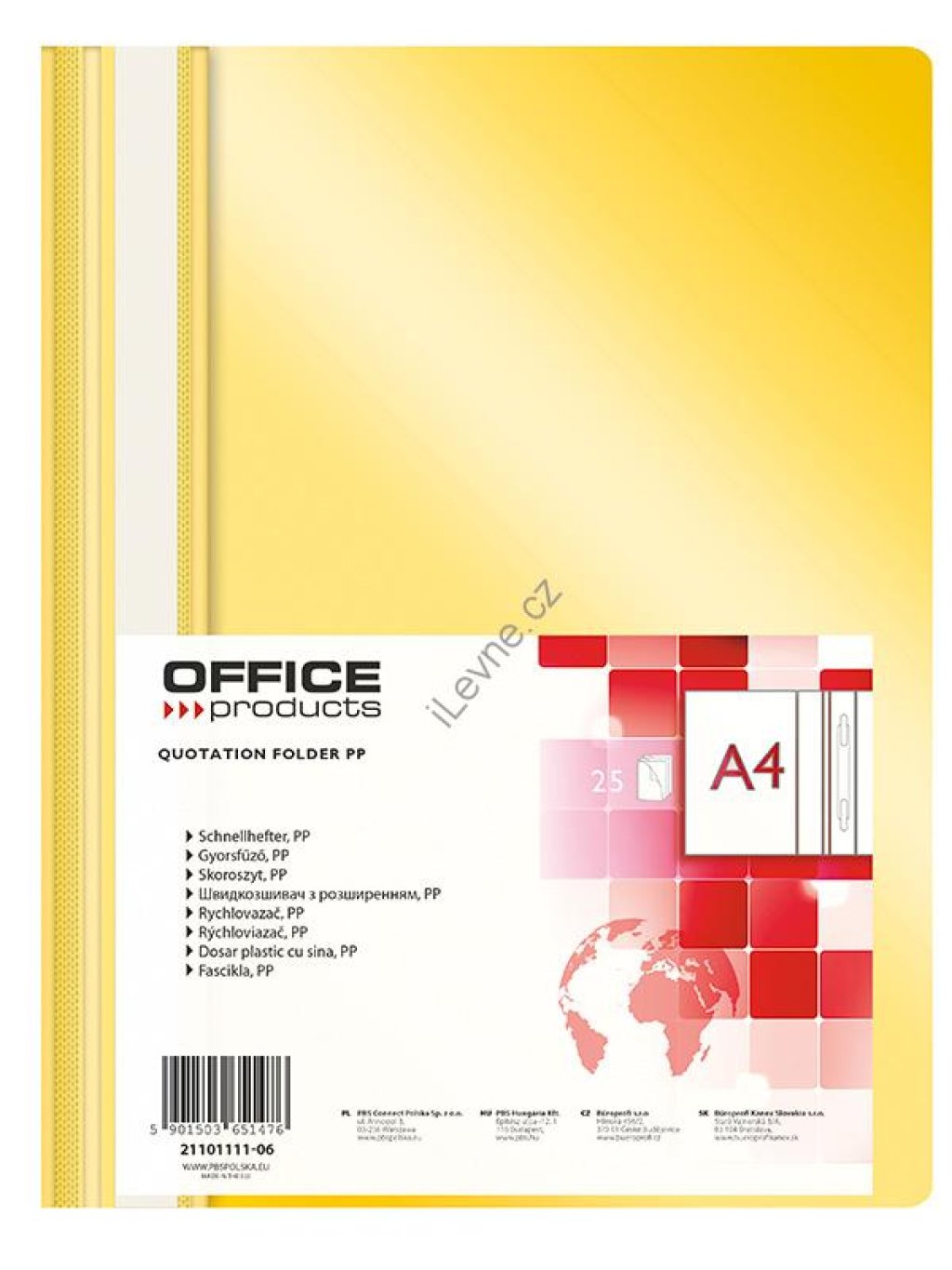 rychlovazač A4 PP, 100/170 μm, žlutý