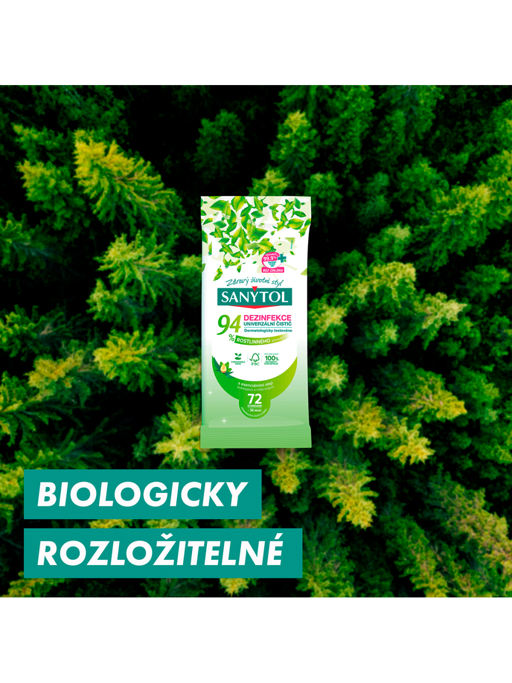 Sanytol - univerzální čisticí utěrky 94 % rostlinného původu, 72 ks