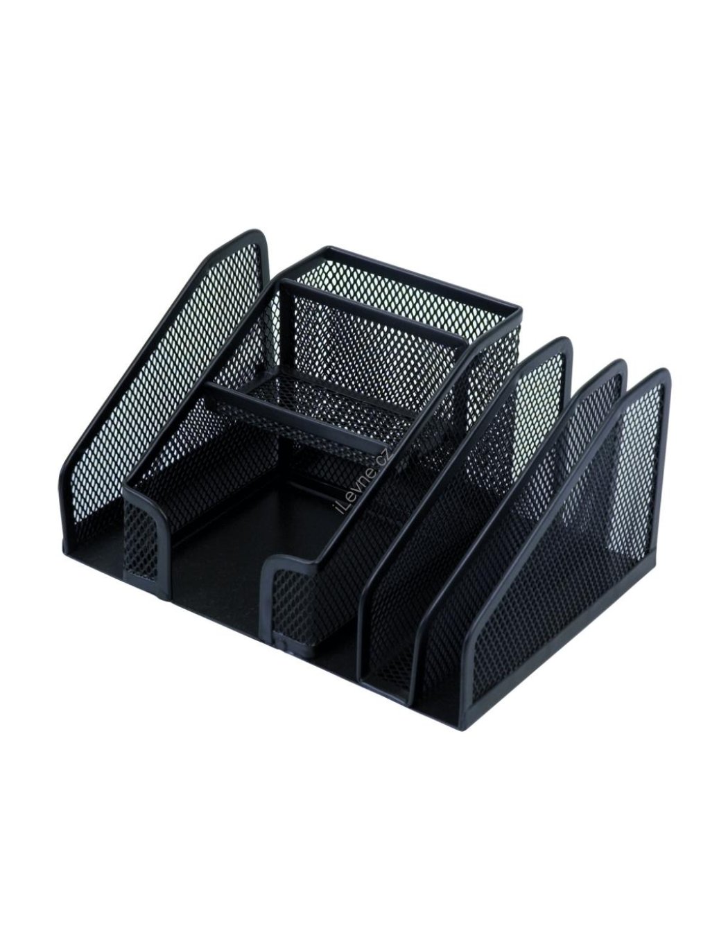 stolní zásobník Office Set, 7 přihrádek, kov, černý