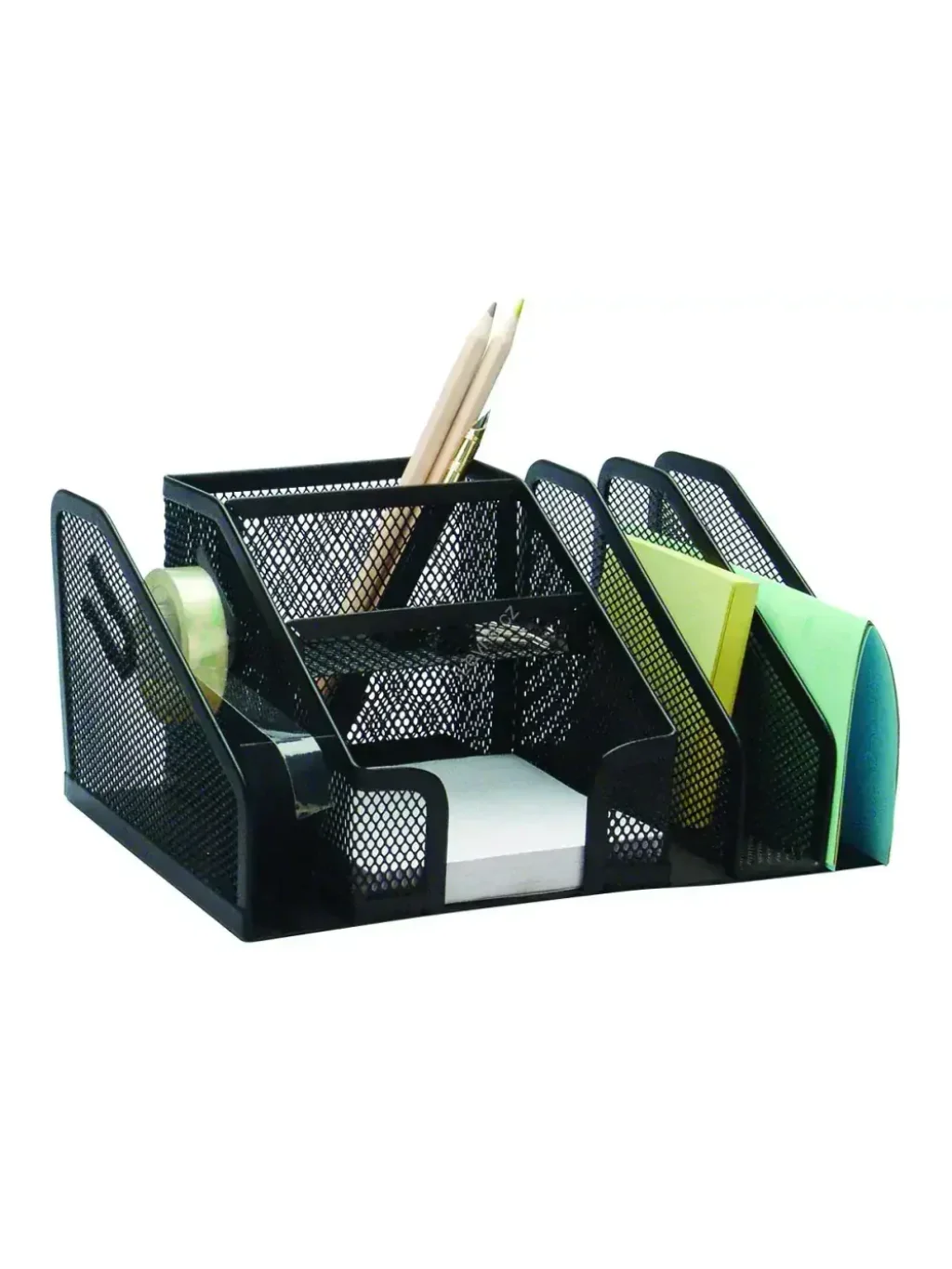 stolní zásobník Office Set, 7 přihrádek, kov, černý