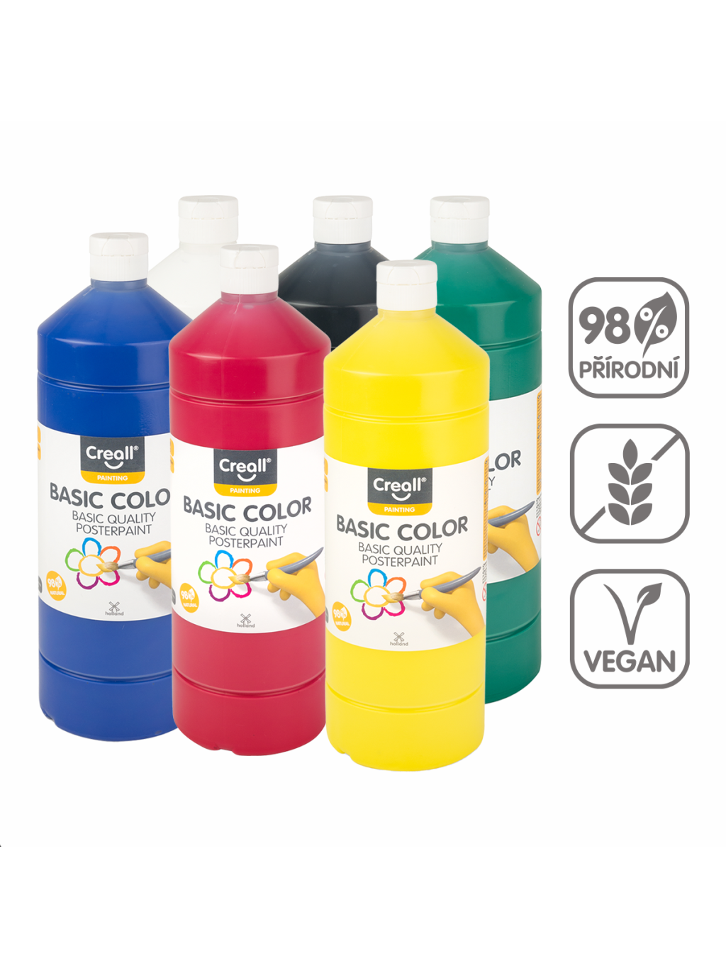 temperové barvy, 6 x 1000 ml, mix barev