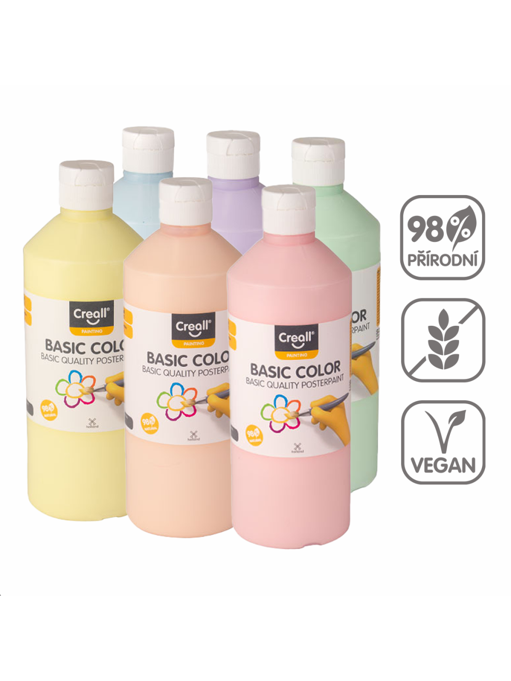 temperové barvy Pastel, 6 x 500 ml, mix pastelových barev