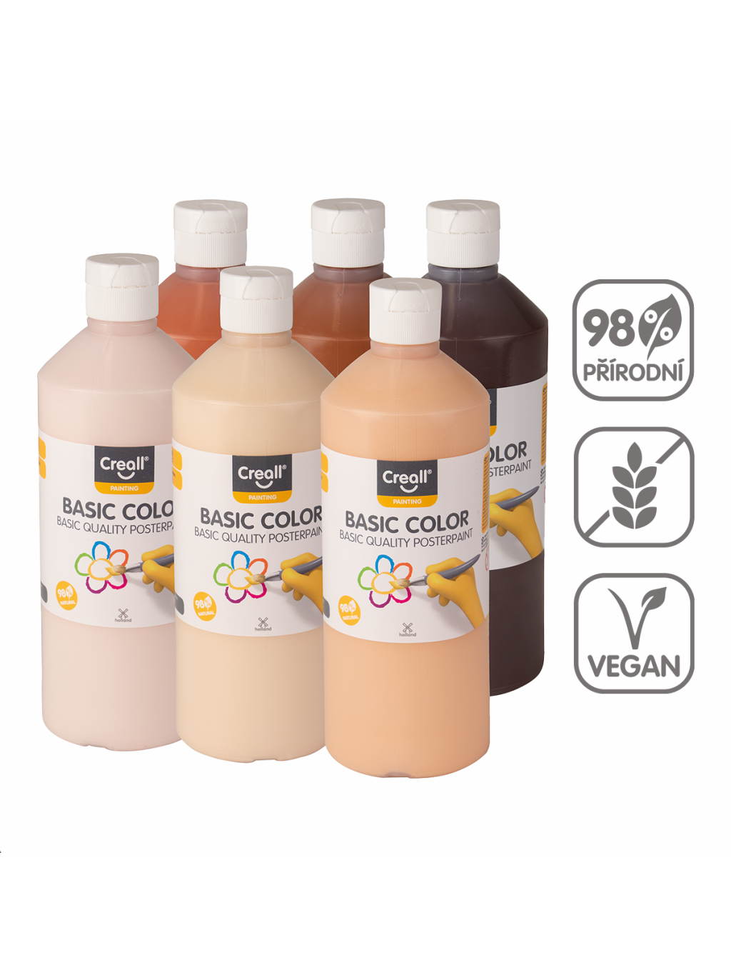 temperové barvy World, 6 x 500 ml, mix zemitých barev