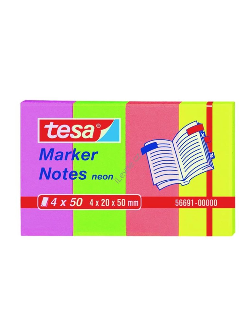 Tesa poznámkové bločky Neon 20 mm x 50 mm, mix barev - 4 ks