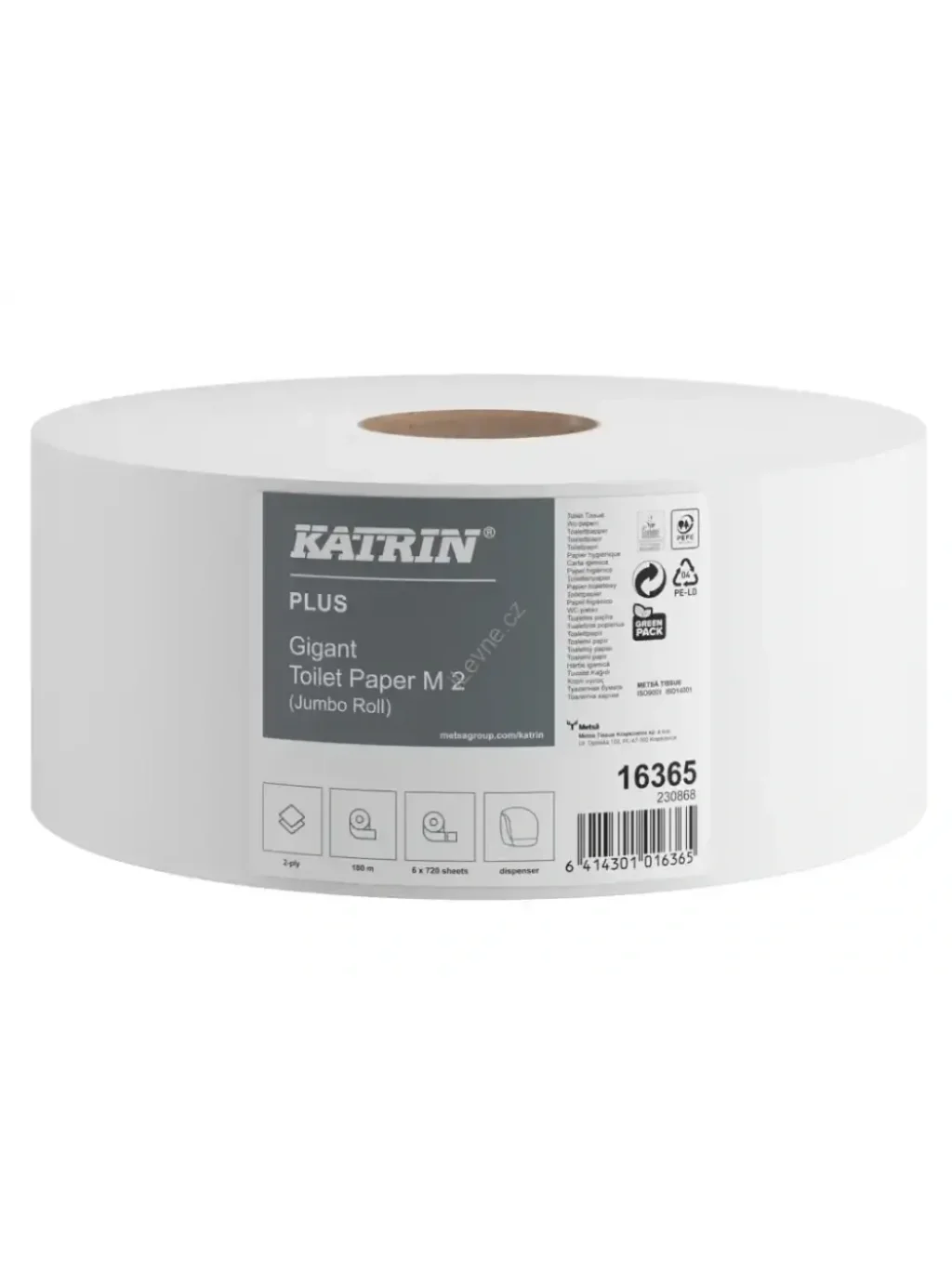 Toaletní papír KATRIN Plus 16365 Jumbo 230 2-vrstvý celulóza, 180 m